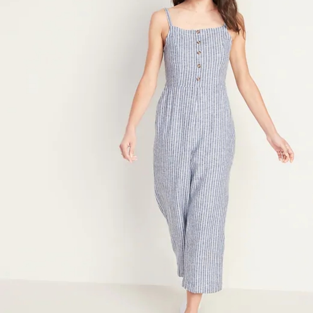 Old Navy Navy Stripe Jumpsuit